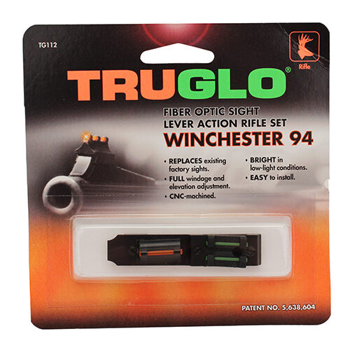 TruGlo TGTG112 Lever Action Rifle Sights  Black 0.450 3-Dot Red Front, Green Rear Adjustable Winchester/Henry/Marlin Rifles