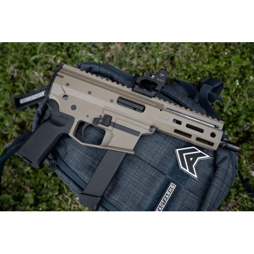Angstadt Arms AAMDP09PF6 MDP-9 9mm Luger 27+1 5.85" Black Melonite Threaded Barrel, M-LOK Free-Float Handguards, Flat Dark Earth Cerakote Aluminum Picatinny Rail Receiver, Black Polymer Grips