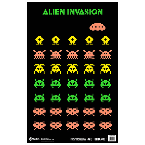 Action Target Alien Invasion Target, Multi Color. 23x35, 100 Per Box GS-ALIENIN-100