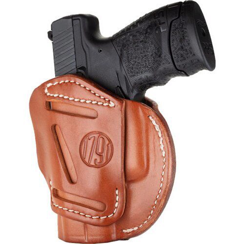 1791 Gunleather 3WH3CBRA 3-Way  IWB/OWB Size 03 Classic Brown Leather Belt Loop Compatible w/ Glock 26 Compatible w/ Ruger LC9 Compatible w/ S&W M&P Shield Ambidextrous Hand