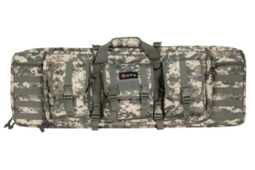 GPS Bags DRC36ACU Double Rifle Case 36 A-TACS AU 600D Polyester with 2 Padded Pistol Sleeves, MOLLE Webbing & Lockable Zippers