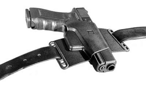 Glock HO17045 Duty  Holster OWB Black Polymer w/Thumb Break Retention Strap, For Use w/Glock 17 Gen3,4&5/22 Gen 3&4 Only/31 Gen3&4, Fits 1.77 (45mm) Belt, Right Hand