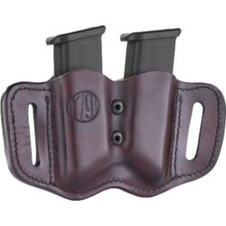 1791 Gunleather MAGF22SBRA MAG-F Double Mag Holster Signature Brown Leather Belt Slide Compatible w/ Double Stack Ambidextrous