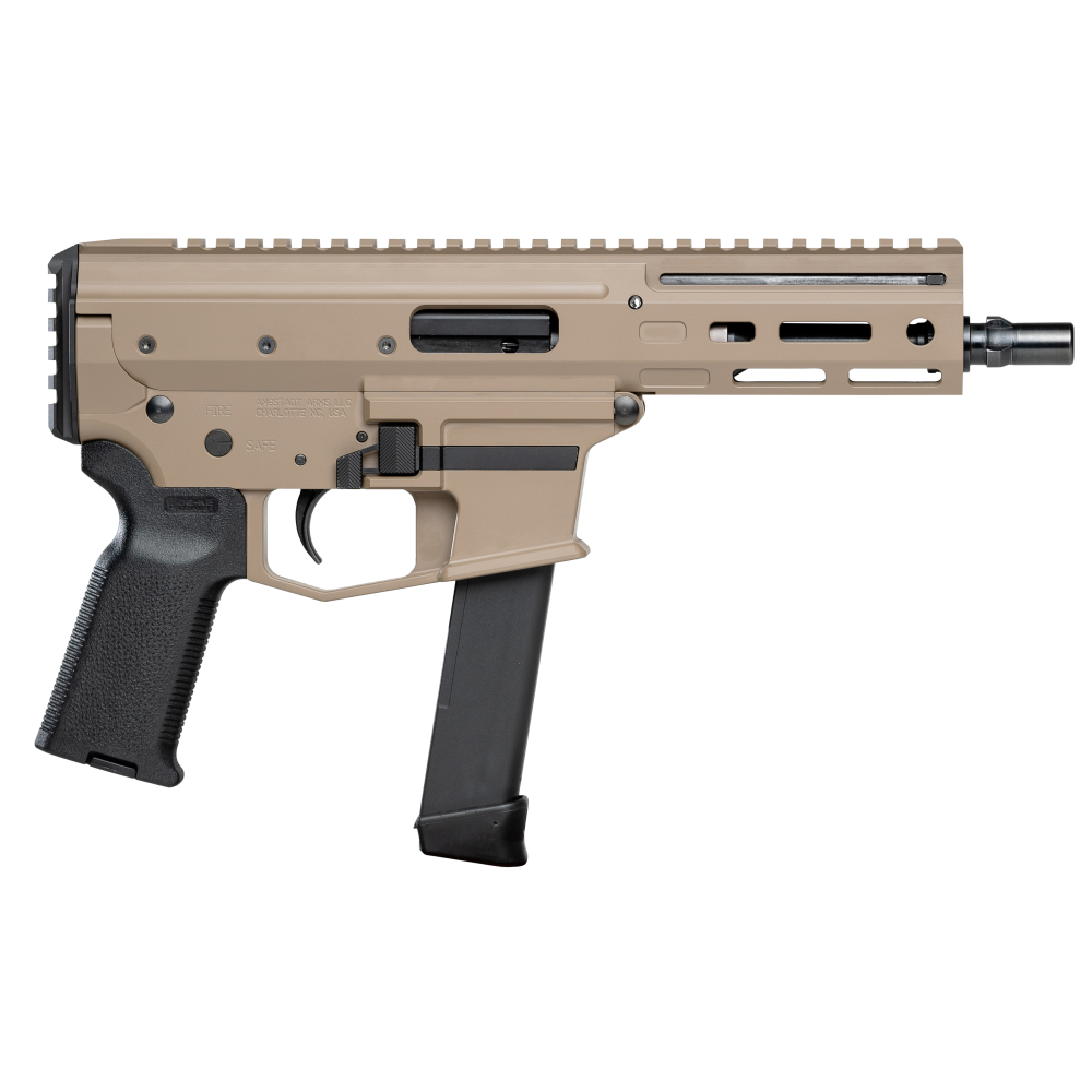 Angstadt Arms AAMDP09PF6 MDP-9 9mm Luger 27+1 5.85" Black Melonite Threaded Barrel, M-LOK Free-Float Handguards, Flat Dark Earth Cerakote Aluminum Picatinny Rail Receiver, Black Polymer Grips