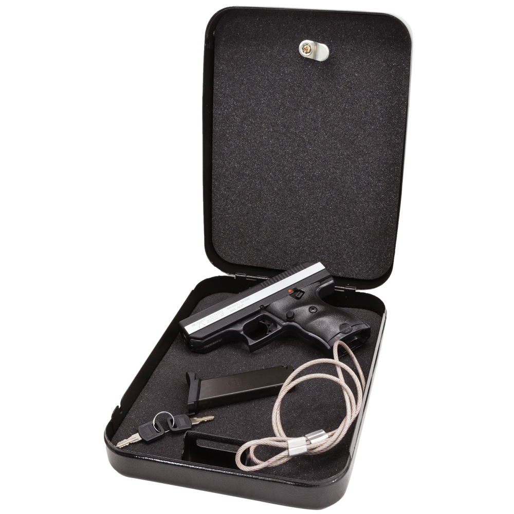 Hi-Point CF380HSP CF Home Security Package 380 ACP 8+1, 3.50" Black Steel Barrel, Black Powder Coated/Chrome Serrated Steel Slide, Black Polymer Frame & Grip, Keyed Lock Box