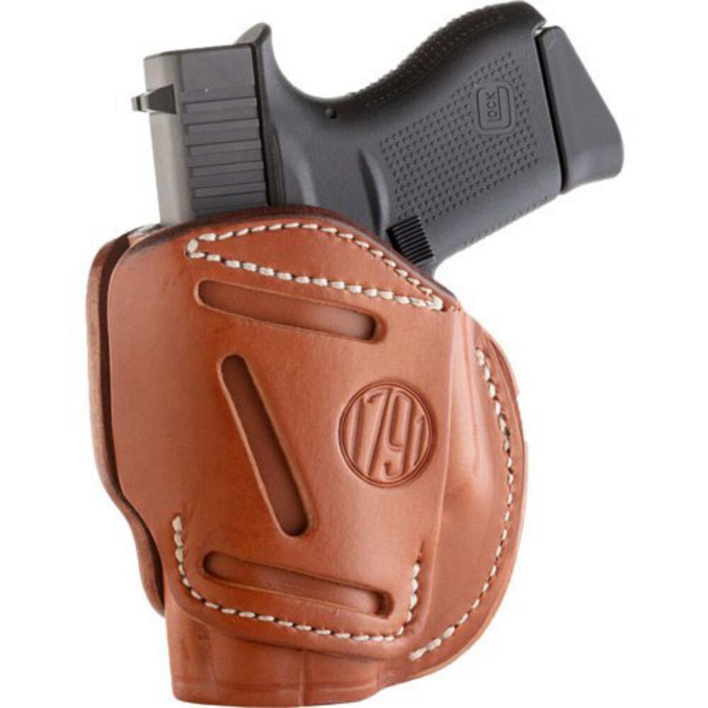 1791 Gunleather 3WH2CBRA 3-Way  IWB/OWB Size 02 Classic Brown Leather Belt Loop Compatible w/ Ruger LCP Compatible w/ Glock 42 Compatible w/ S&W Bodyguard Ambidextrous Hand