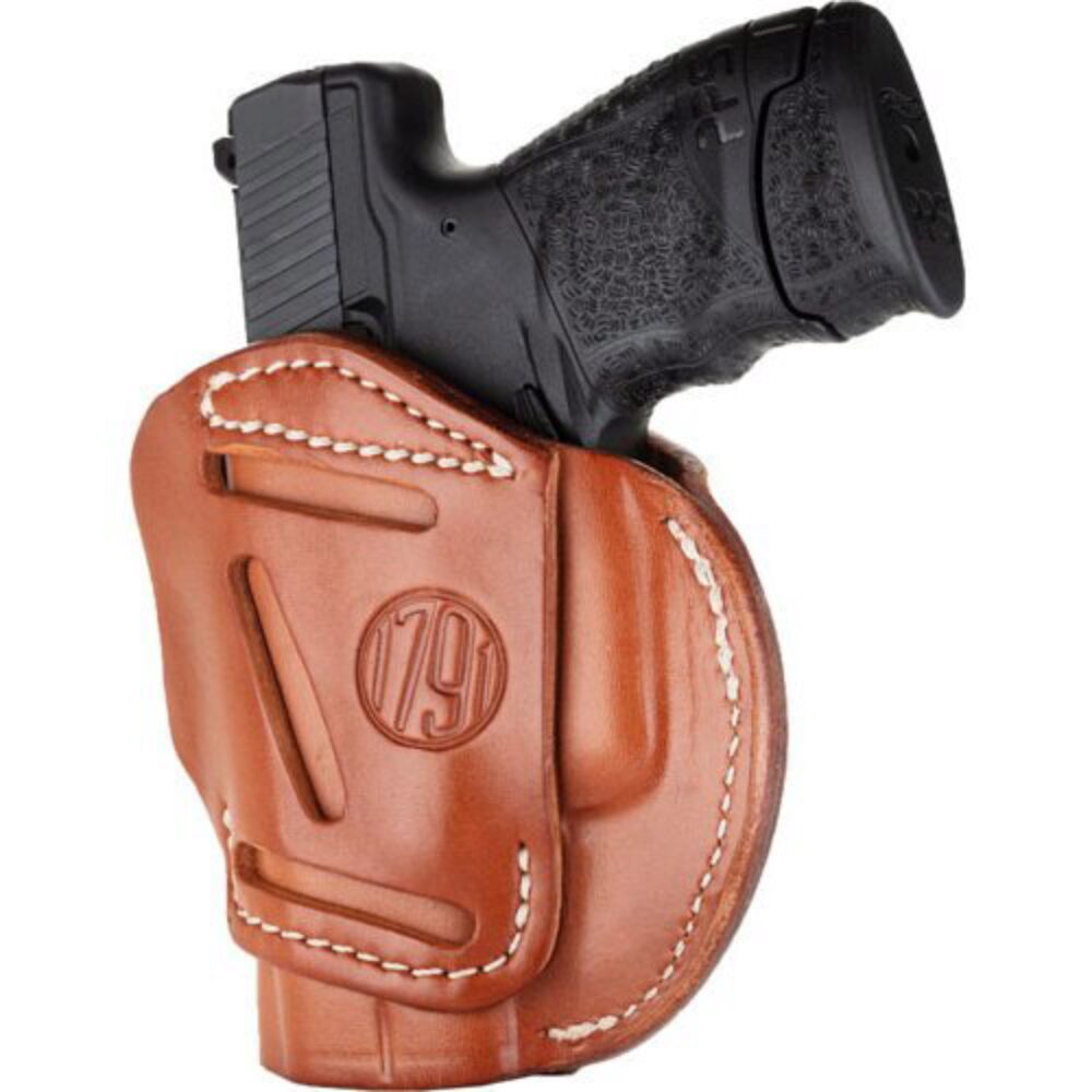 1791 Gunleather 3WH3CBRA 3-Way  IWB/OWB Size 03 Classic Brown Leather Belt Loop Compatible w/ Glock 26 Compatible w/ Ruger LC9 Compatible w/ S&W M&P Shield Ambidextrous Hand
