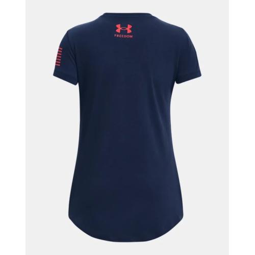 Girls' UA Freedom Foil T-Shirt Academy--Red YSM