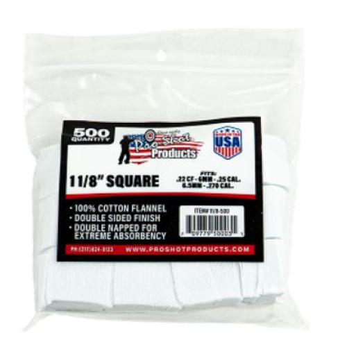 11/8" Square Patches - .22 Cal. to .270 Cal. - 500 Count