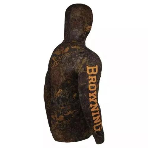 Browning Tech Performance Hooded Long Sleeve Camo T-Shirt Hunting Hoodie