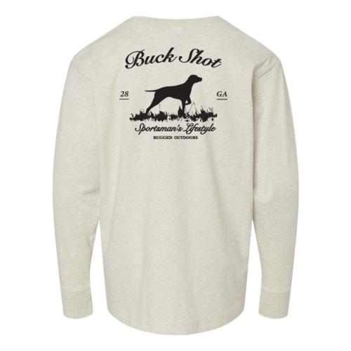 Buck Shot Kid's The Pointer Long Sleeve Tshirt Oatmeal