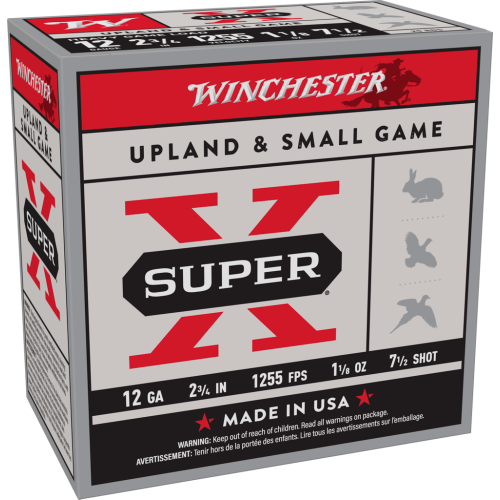 WINCHESTER 12 GA 2-3/4" #7.5 SUPER-X UPLAND HEAVY GAME 1-1/8 OZ