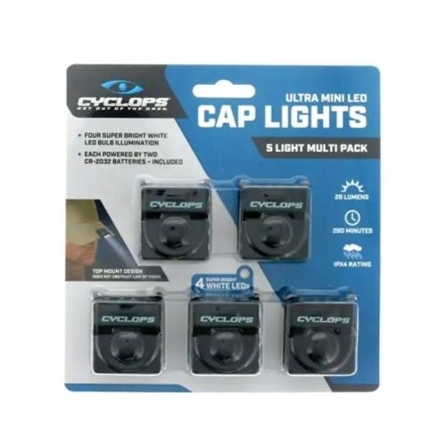  CYCLOPS ORION 5 HAT CLIP LIGHT W/ 5 CLEAR LED LIGHTS (5 PACK)