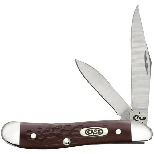 Case Peanut Pocket Knife 2 Blades 2.78" Brown Delrin