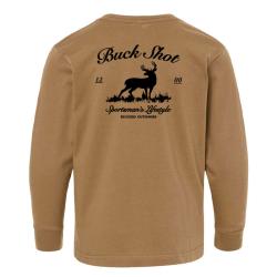 Buck Shot Kid's Buckmaster Long Sleeve T-shirt, Coyote Brown