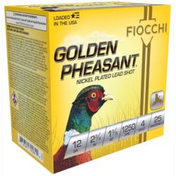 FIOCCHI GOLDEN PHEASANT - NICKEL PLATED 12 GA 1.375 OZ 2.75 25 RDS