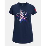 Girls' UA Freedom Foil T-Shirt Academy--Red YSM