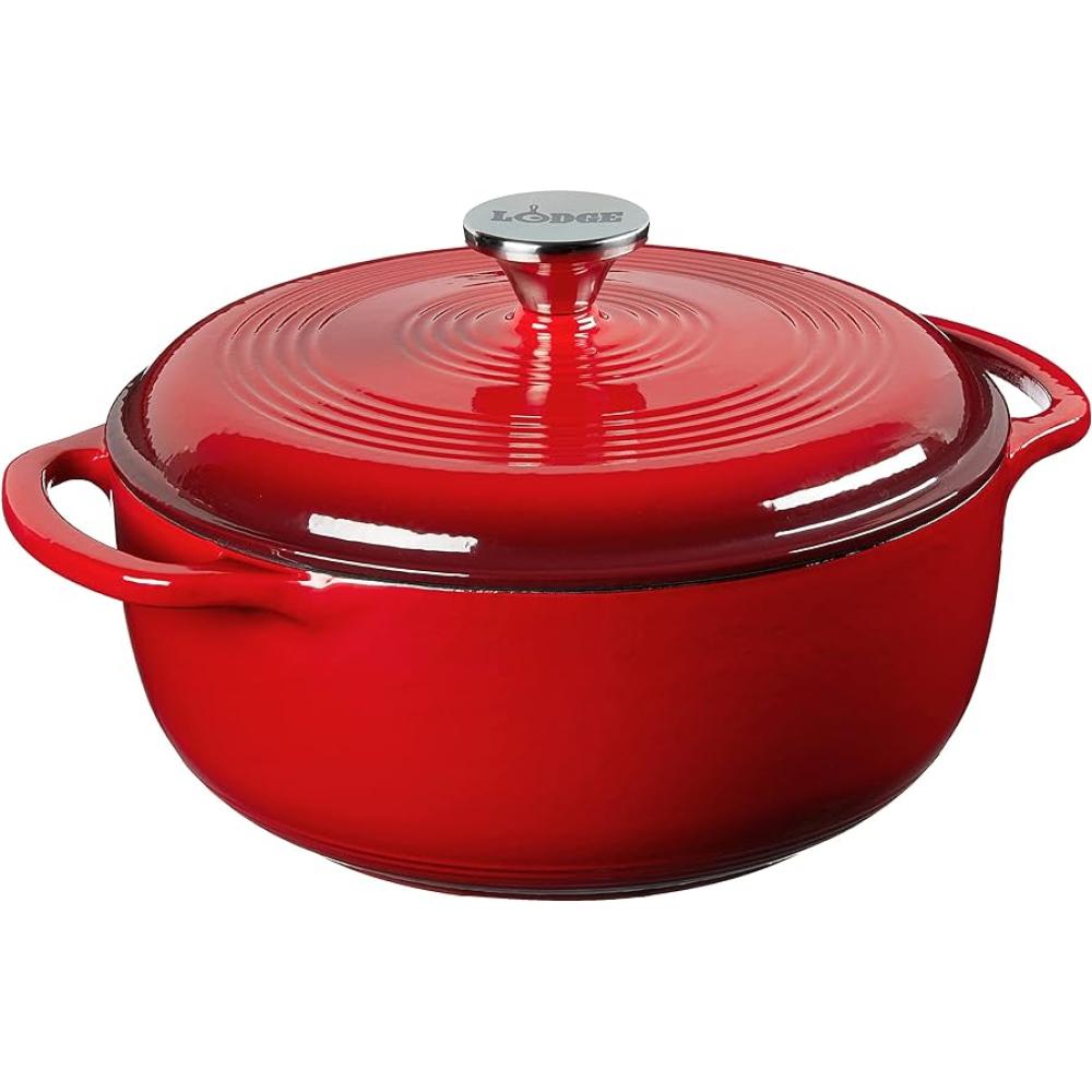4.5 Quart Red Enameled Cast Iron Dutch Oven *