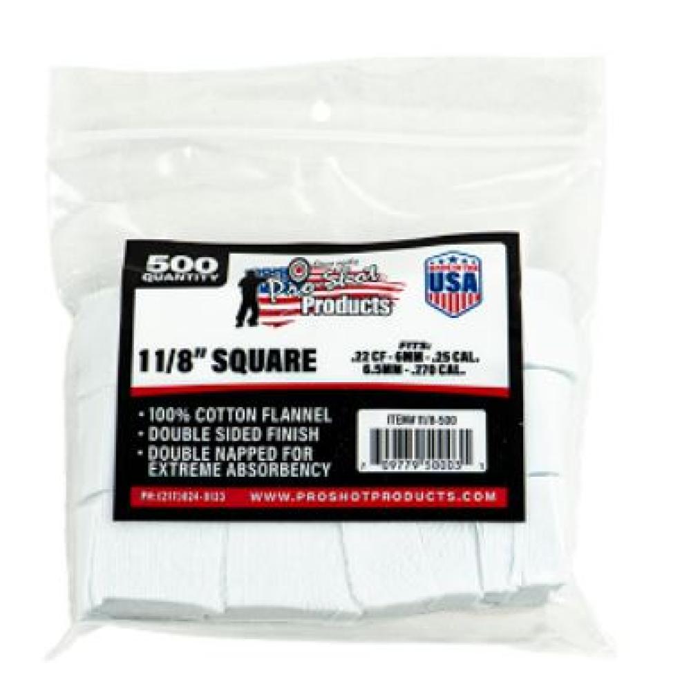 11/8" Square Patches - .22 Cal. to .270 Cal. - 500 Count