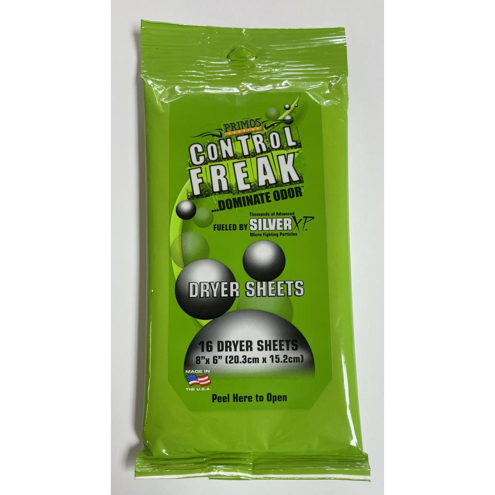 Primos Control Freak Scent Eliminator Dryer Sheets 16 Per Pack