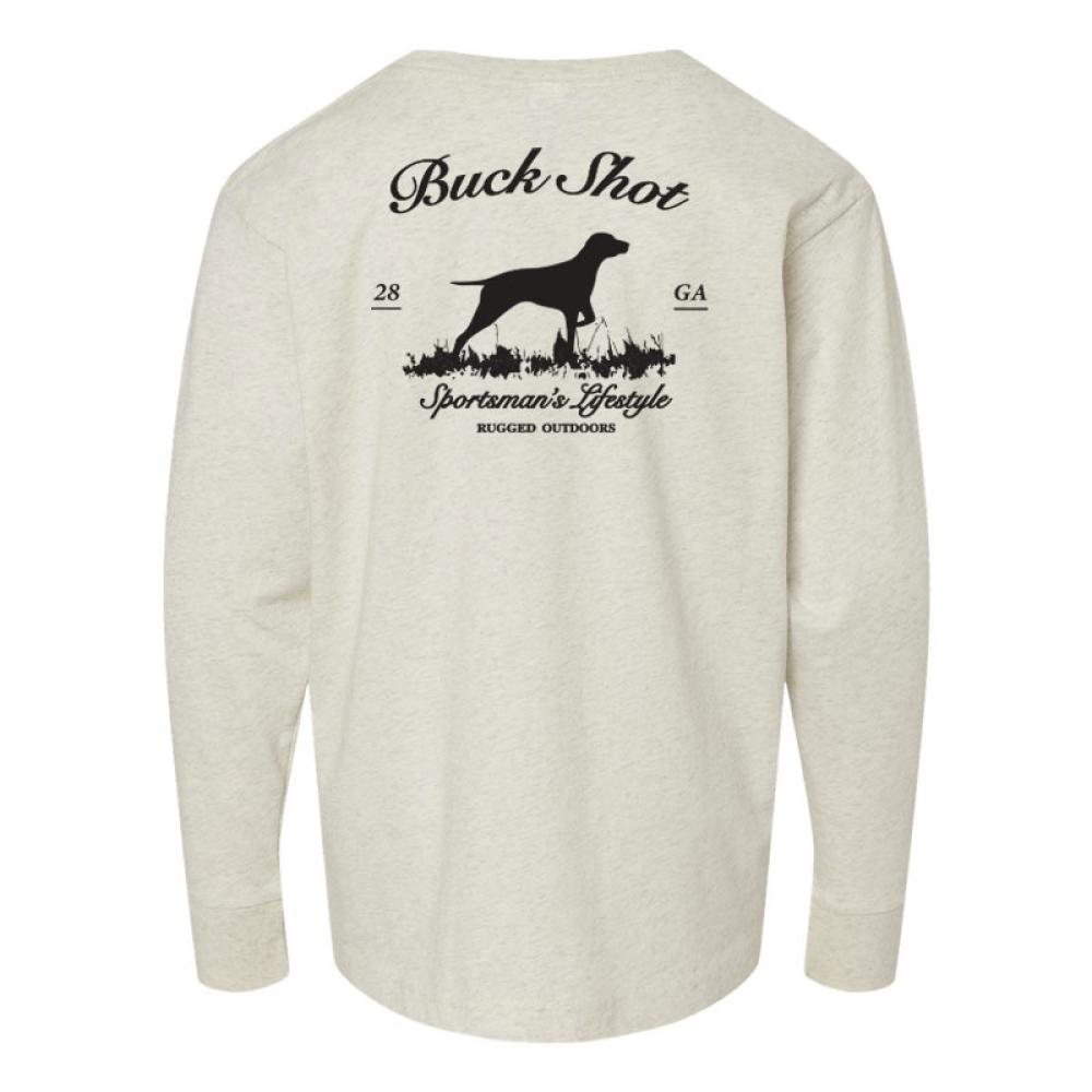 Buck Shot Kid's The Pointer Long Sleeve Tshirt Oatmeal