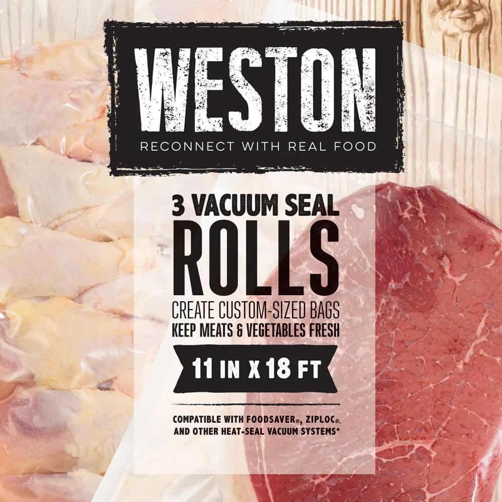 Weston Vac Sealer Bags, 11" x 18 Roll 3-Pack (total 11" x 54)