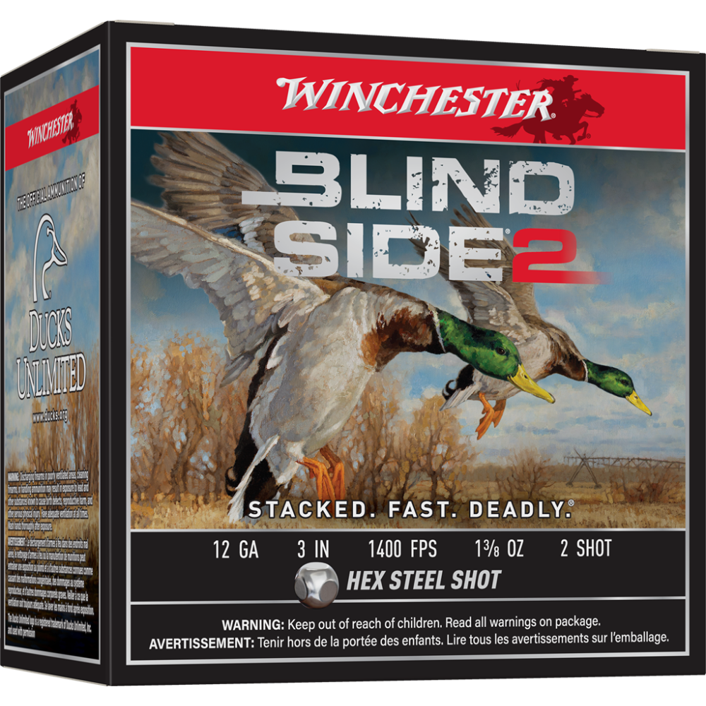 WINCHESTER 12GA 3IN 1-3/8OZ #2 SHOT BLIND SIDE HV HEX 25/10