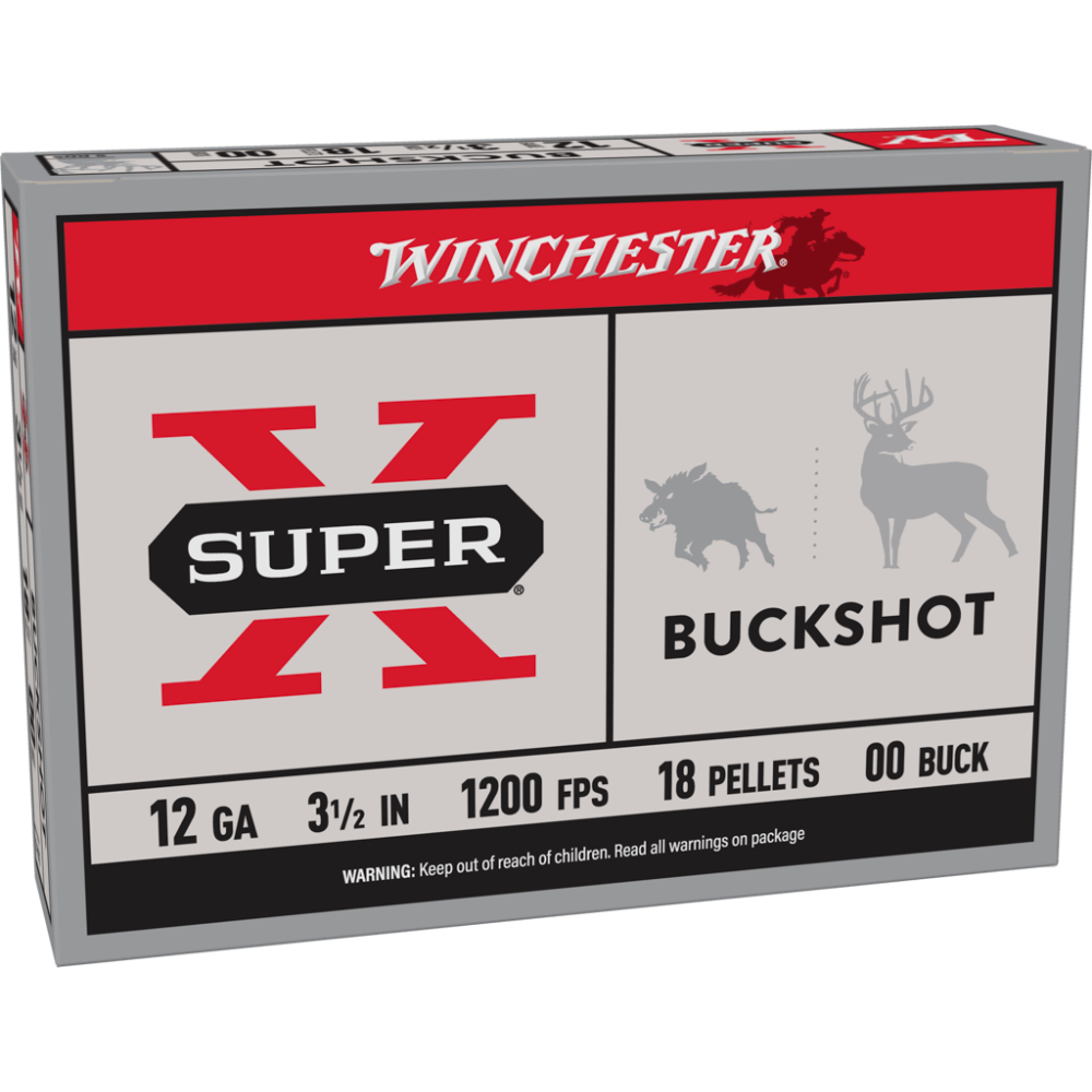 WINCHESTER 12GA 3.5IN #00 BUCK SHOT SUPER X 18 PELLETS 5RD BOX