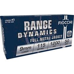 Fiocchi 9AP Range Dynamics  9mm Luger 115 gr Full Metal Jacket (FMJ) 50 Per Box/20 Cs