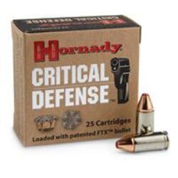 Hornady 90240 Critical Defense Lite 9mm Luger 100 gr 1125 fps Hornady Flex Tip eXpanding (FTX) 25 Bx/10 Cs