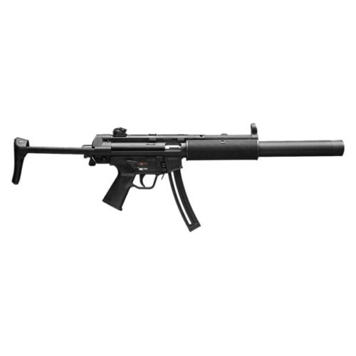 HK 81000469 MP5  22 LR Caliber with 10+1 Capacity, 16.10 Barrel, Black Metal Finish & Retractable Black Stock, Right Hand (Full Size)