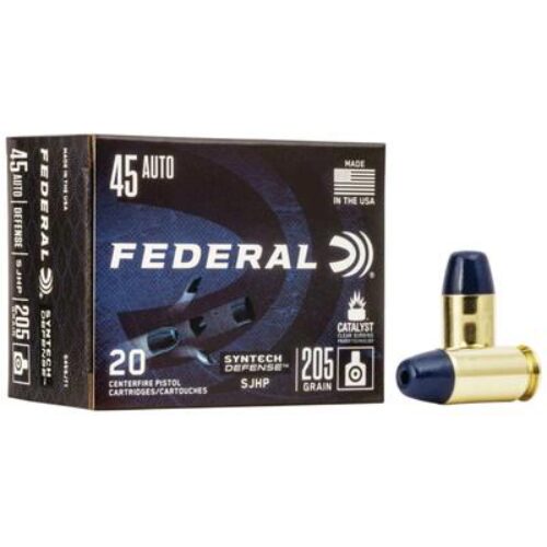 Federal S45SJT1 Syntech Defense 45 ACP 205 gr Segmented Jacketed Hollow Point (SJHP) 20 Per Box/ 10 Cs