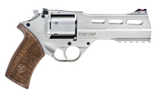 Chiappa Firearms 340223 Rhino 50DS 357 Mag 6rd 5 Steel Barrel & Cylinder, 7075-T6 Alloy Frame, Nickel-Plated Metal Finish, Picatinny Accessory Rail, Walnut Grip, Includes 3 Moon Clips & Removal Tool