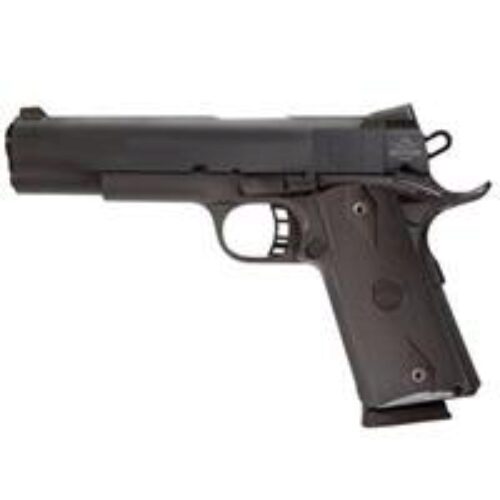 Rock Island 51431 Rock Standard FS 45 ACP Caliber with 5 Barrel, 8+1 Capacity, Overall Black Parkerized Finish Steel, Beavertail Frame, Serrated Slide & Black Rubber Grip