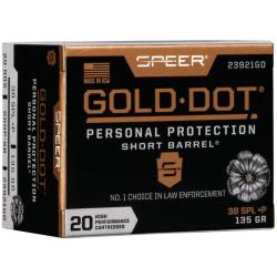 Speer Gold Dot Short Barrel Personal Protection .38 Special +P Am