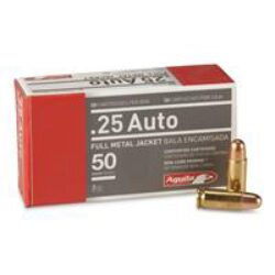 Aguila 1E252110 Target & Range Handgun 25 ACP 50 gr Full Metal Jacket (FMJ) 50 Per Box/ 20 Cs