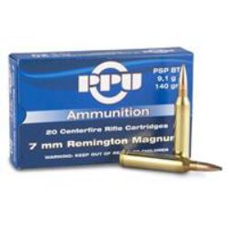 PPU PP7RM1 Standard Rifle  7mm Rem Mag 140 gr Pointed Soft Point Boat-Tail (PSPBT) 20 Per Box/ 10 Cs