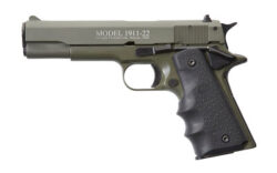 Chiappa Firearms 401121 1911-22  22 LR 10+1 5 OD Green Serrated Steel Slide & Beavertail Frame, Black Hogue Rubber w/Finger Grooves Grip