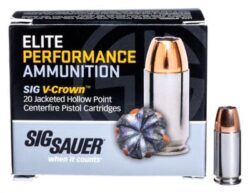 Sig Sauer E10MM120 Elite Defense  10mm Auto 180 gr 1250 fps V-Crown Jacketed Hollow Point (VJHP) 20 Bx/10 Cs