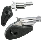 North American Arms 22MSHG Mini-Revolver  22 WMR 5 Shot 1.13 Barrel, Overall Stainless Steel Finish, Black Synthetic Holster Grip