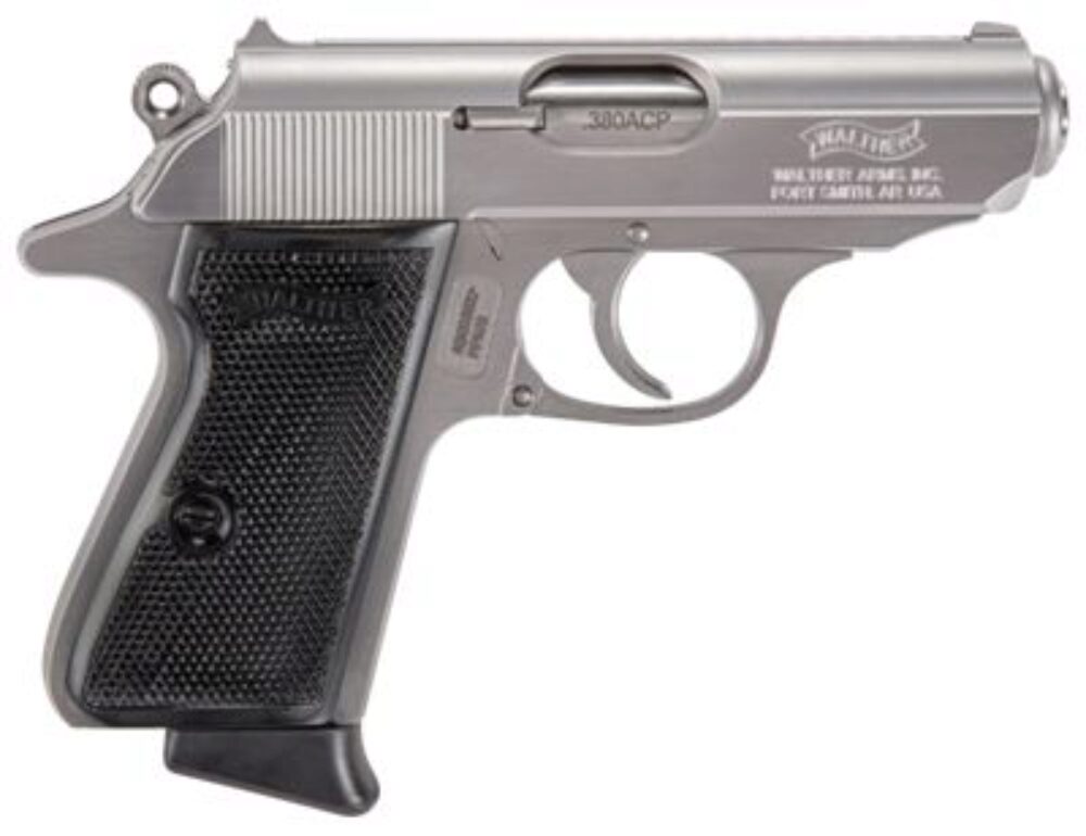 Walther Arms 4796004 PPK/S  380 ACP 7+1 3.30 Barrel, Stainless Zinc Alloy Frame With Beavertail, Zinc Alloy Serrated Slide, Extended Grip, Manual Safety