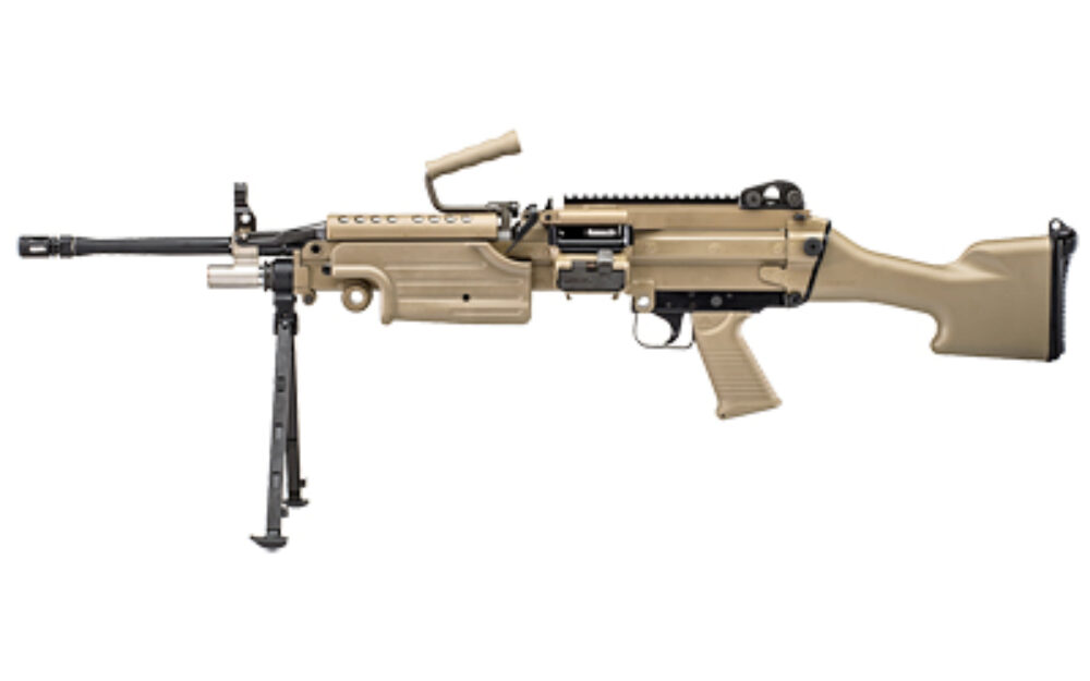 FN 46100170 M249S  5.56x45mm NATO 18.50 Barrel 30+1 Mag Or 200rd Belt Capacity, Flat Dark Earth Fixed Hydraulic Buffer Stock, Non-Slip Buttplate, Optics Ready