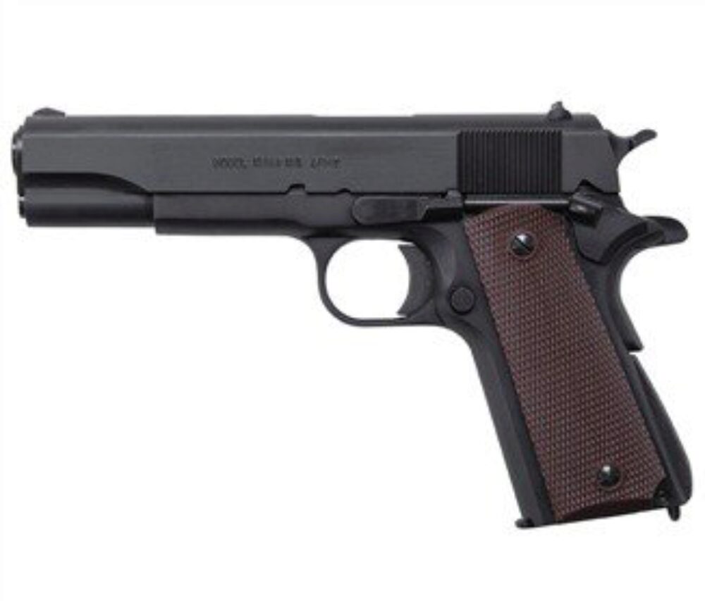 Auto-Ordnance 1911BKO 1911  45 ACP  5 Barrel 7+1, Matte Black Carbon Steel Frame, Serrated Slide, Checkered Brown Polymer Grip, Manual Safety