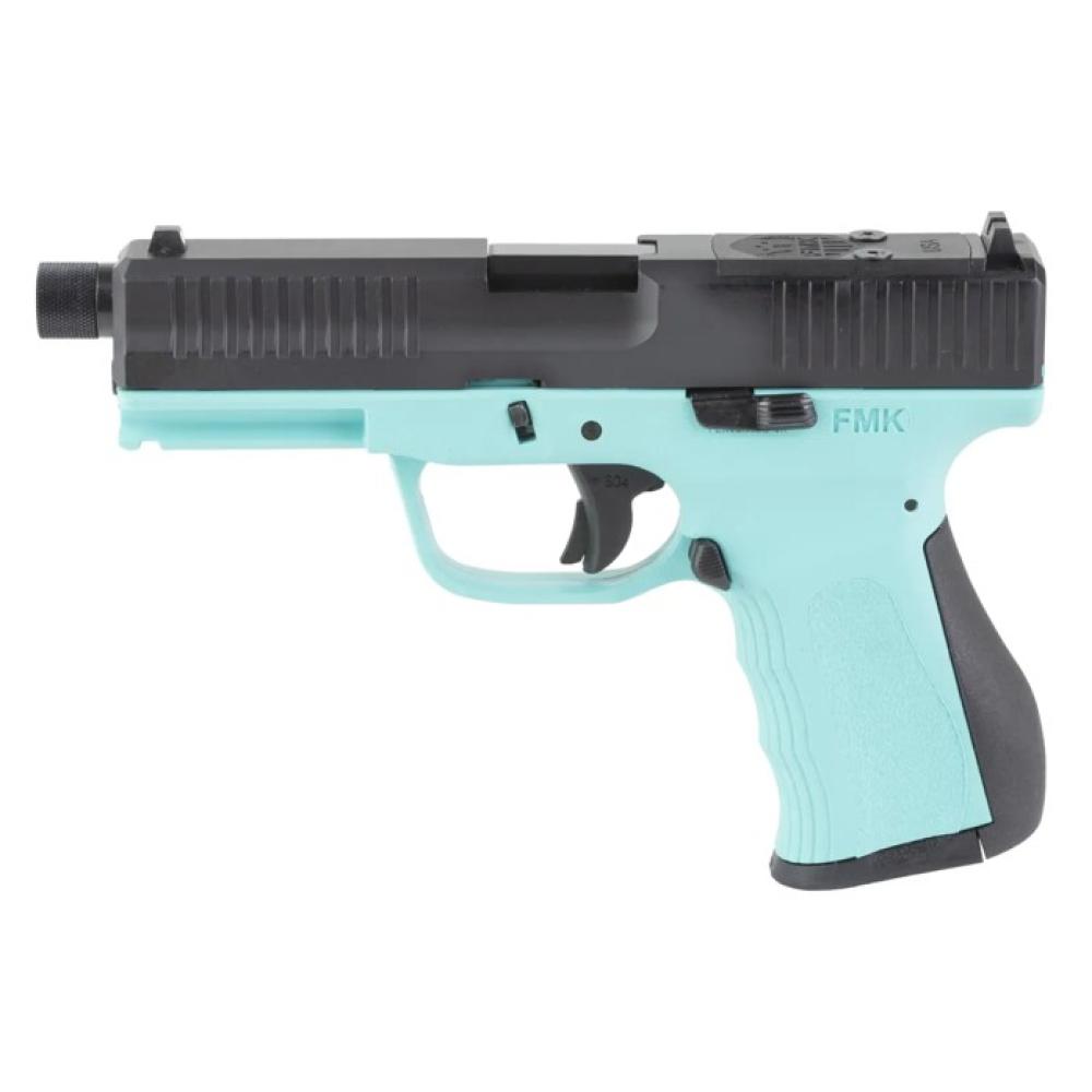 FMK Firearms Gen 3, Striker Fired, Semi-automatic, Polymer Frame Pistol, Compact, 9mm, 4.5 Threaded Barrel, Optic Ready Slide, Textured Finish, Blue Jay, Fixed Sights, 14 Rounds, 1 Magazine FMKG49TBJ