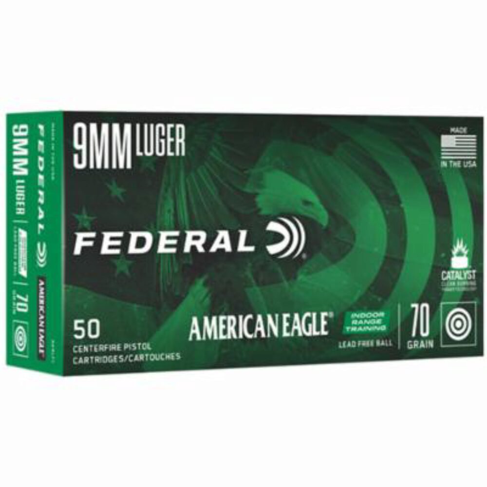 Federal AE9LF1 American Eagle IRT  9mm Luger 70 gr Lead-Free IRT 50 Per Box/ 10 Cs