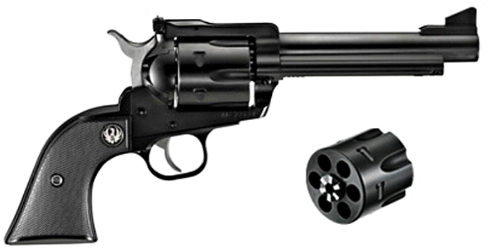 Ruger 0463 Blackhawk Convertible 45 Colt (LC) Or 45 ACP Blued Alloy Steel 5.50 Barrel & Two Interchangeable 6rd Cylinders, Checkered Black Hard Rubber Grip