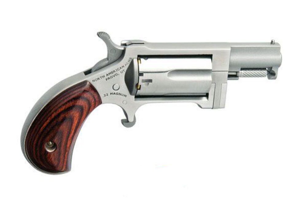 North American Arms SW Sidewinder  22 WMR Caliber with 1.50 Barrel, 5rd Capacity Cylinder, Overall Stainless Steel Finish & Rosewood Birdshead Grip