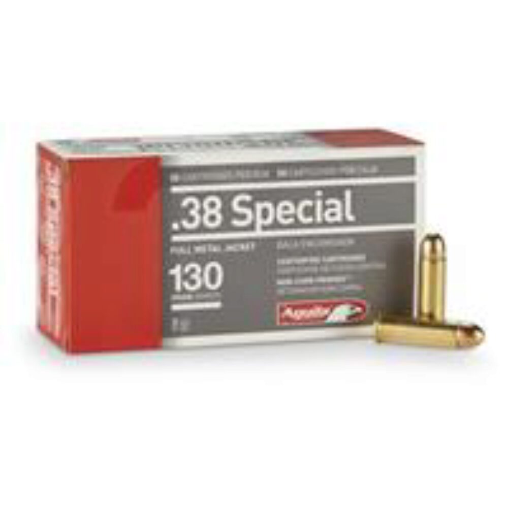 Aguila 1E382521 Target & Range Handgun 38 Special 130 gr Full Metal Jacket (FMJ) 50 Per Box/ 20 Cs