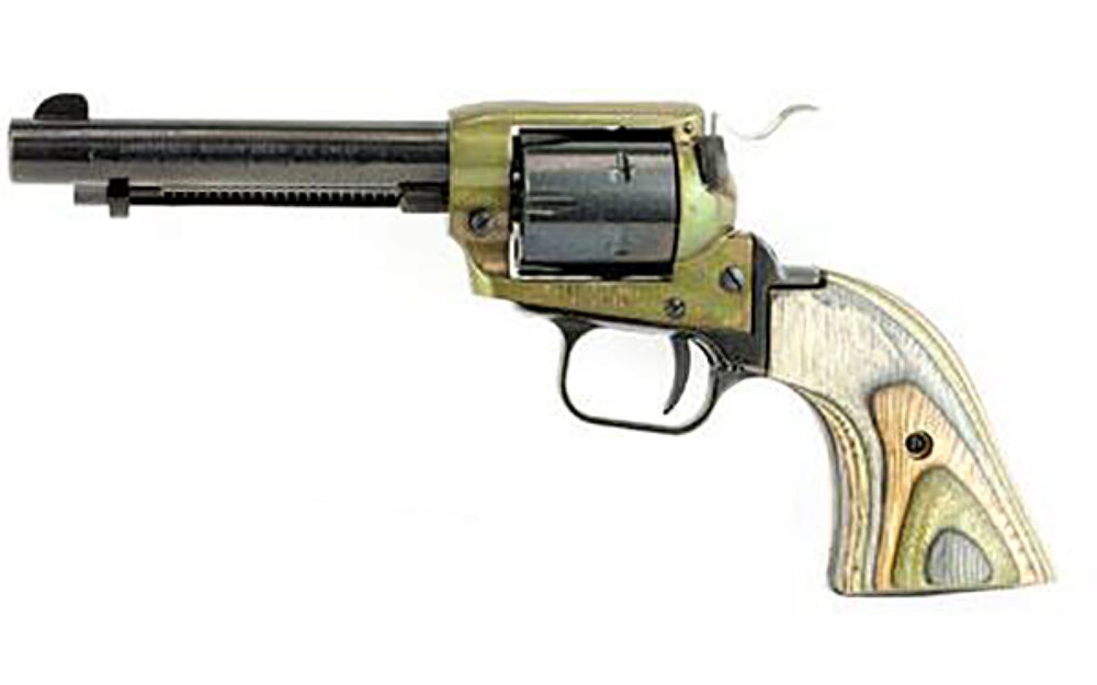 Heritage Mfg RR22CH4 Rough Rider  22 LR 6 Shot 4.75 Black Oxide Barrel, Simulated Case Hardened Frame, Black Oxide Cylinder, Camo Laminate Grips
