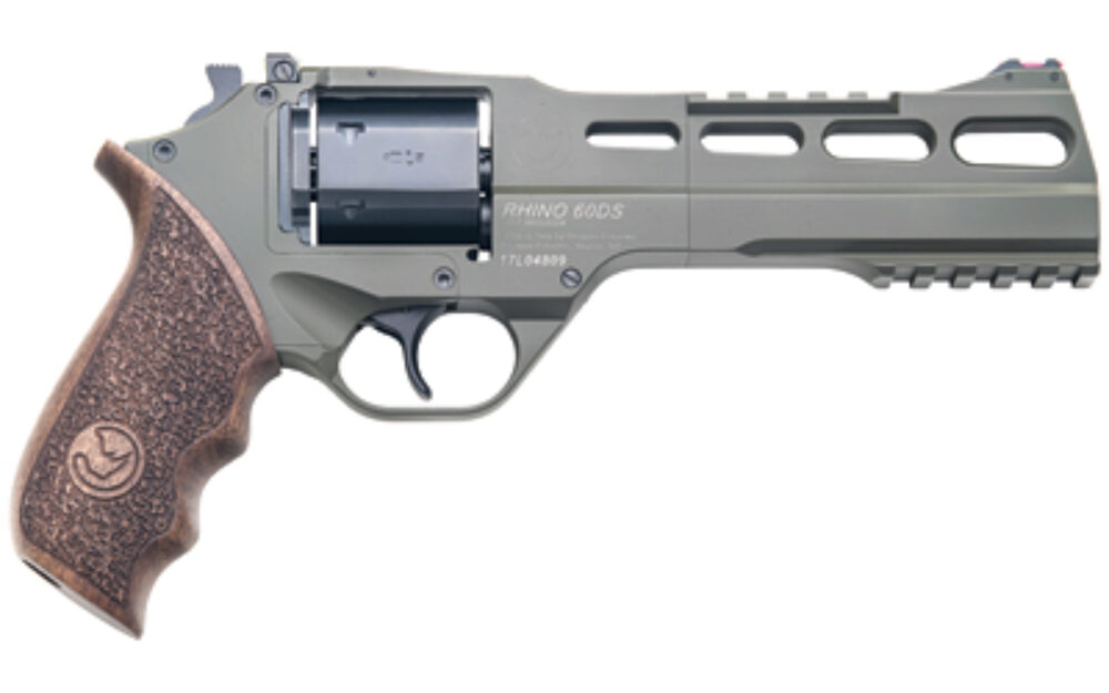 Chiappa Firearms 340282 Rhino 60DS 357 Mag Caliber with 6 Green Cerakote Finish Picatinny Rail/Vent Rib Barrel, 6rd Capacity Blued Finish Cylinder, Green Cerakote Finish Aluminum Frame & Walnut Grip
